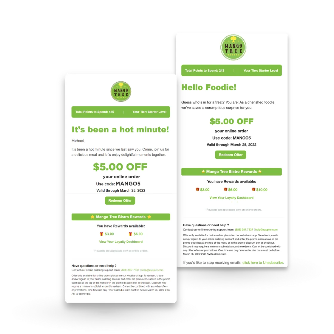 An automated marketing email on a phone